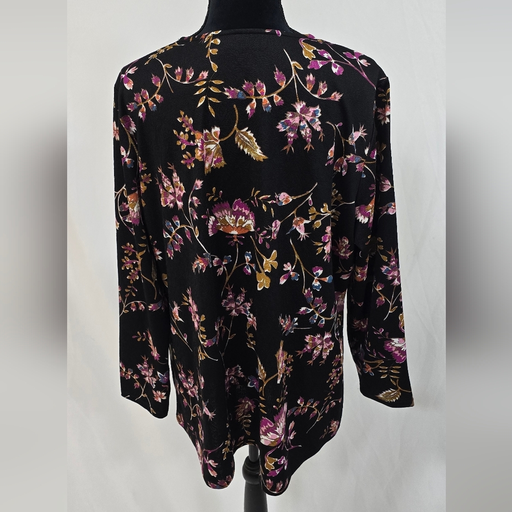 Susan Graver women XL blouse floral v-neck long sleeve dark fairy cottgecore - Picture 7 of 8